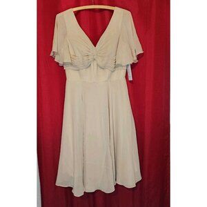 Women's Midi Dress A Line Flutter Sleeve Ivory Size 6